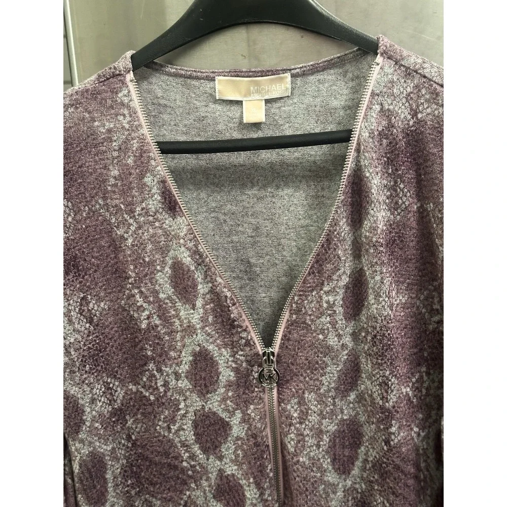 Michael Kors XL Purple Snakeskin Midi Dress Light Weight Stretch Half Zip
